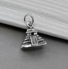 925 Sterling Silver Mayan Pyramid Charm - Chichen Itza Charm - Ancient Pyramid