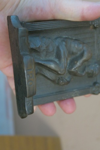 PAIR OF 2 ANTIQUE 1920'S CAST IRON BOOKENDS THINKER MAN EMANUEL NEUMAN LODGE - Picture 7 of 7