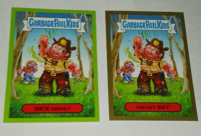 Rick Grimes Walking Dead Spoof GOLD SP And GREEN Garbage Pail Kids RARE!!!