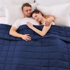 Weighted Blanket for Adults (25 Lbs, 88” X 104”, Blue) Cooling Heavy Blanket for