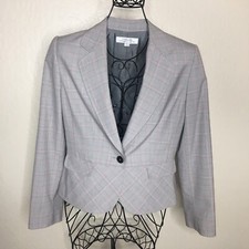Tahari Arthur S. Levine Gray Glen Plaid Blazer Jacket Size 10 458