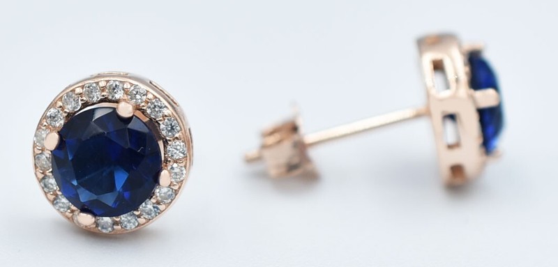 LAB CREATED 2.28 Cts TANZANITE & WHITE SAPPHIRE STUD EARRINGS .925 Silver -NWT