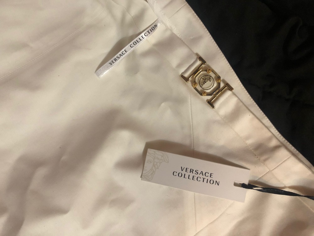 Versace Collection White Bandage Fit Skirt Uptight Pensil NEW With Tags 44 Size