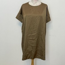 Zara Bronze Satin Shift Dress Size 10 Relaxed Fit BNWT