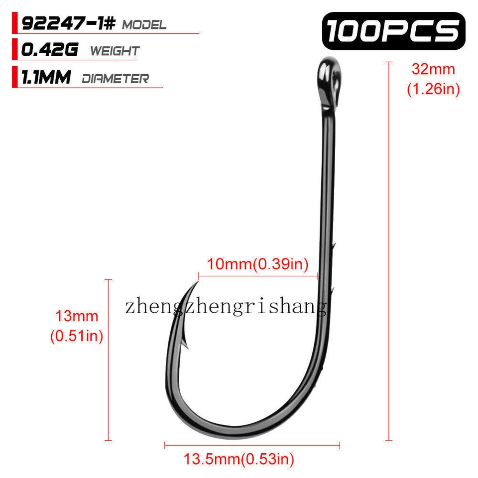 100pcs Fishing Hook 1#-6/0# Fish Hook Baitholder Jig Big High Carbon Steel Hooks - Image 4 of 4