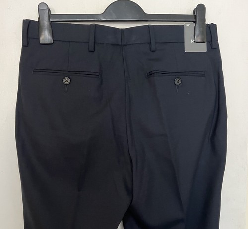 Marks And Spencer M&S Regular Fit Wool Blend Trousers W 32 L 35” Extra Long Navy - Picture 4 of 8