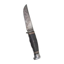 Kabar 1232 8" Finger Grips Stacked Leather Handle Made in USA Fixed Blade Knife