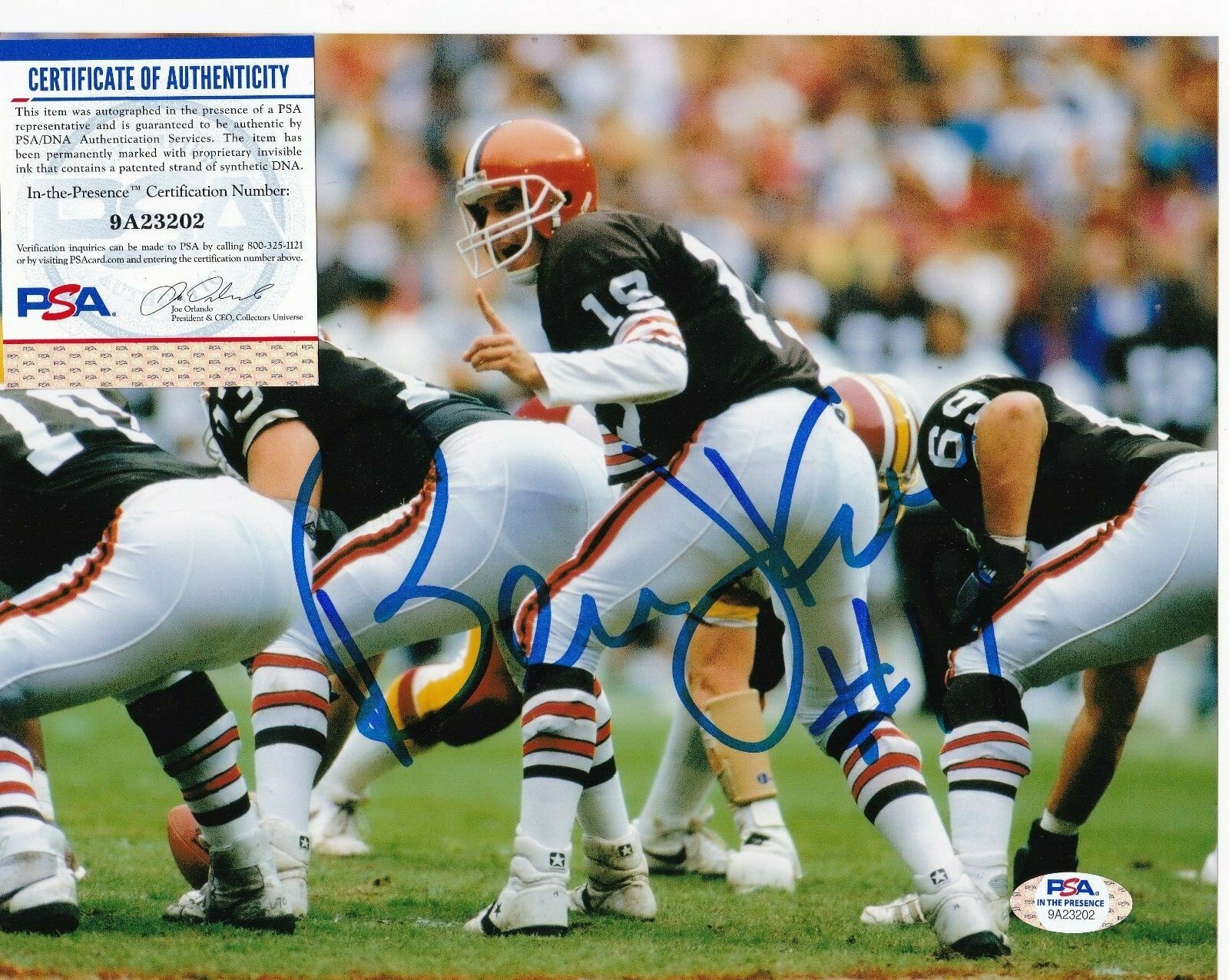 Bernie Kosar Autographed Signed Cleveland Browns JSA AUTHENTICATED ACTION 8x10 