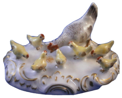 Meissen Porcelain Miniature Hen w/ Chicks Bird Figurine Porzellan Figur Figure