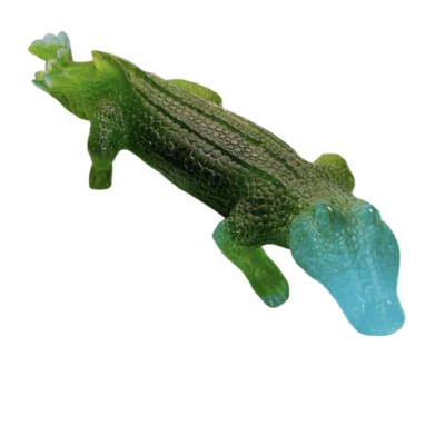 Daum France Crystal Glass Alligator Figurine Size W 12.2x H 2.9 x D 3.5 in