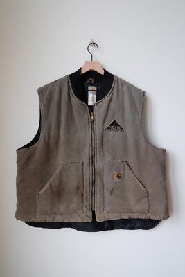 VINTAGE USA Mens Carhartt V02 Arctic Quilt Lined Vest Duck 3XL Tan 