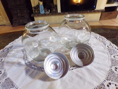 Lot De Bocaux En Verre Inclinables – Années 1960 – Pour Bonbons, Capsules, Alimentation