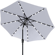 7.5FT Light Gray Solar LED Patio Umbrella with 32 Bright LED Lights
