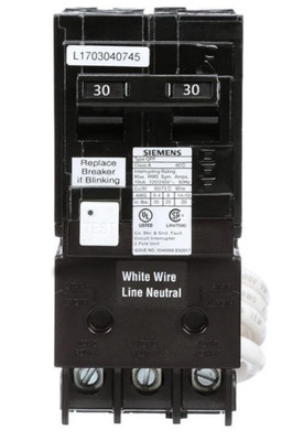QF230A - Siemens GFCI Circuit Breaker 30A 2P, 1Ph, 240V, 10kA, Plug-In, (NEW)