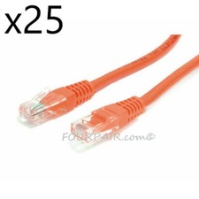 25 Pack Lot 25ft CAT5e Ethernet Network LAN Router Patch Cable Cord Wire Orange