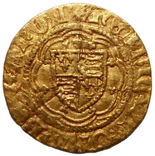 HENRY VI 1422-61 HAMMERED GOLD QUARTER-NOBLE S1821 ROSETTE-MASCLE ISSUE RARE