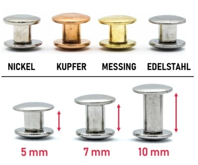 My Belt - 10 Stück Buchschrauben Nieten für Leder Schraubnieten Gürtelnieten - Bild 1 von 4