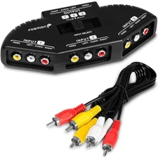 	RCA Splitter with 3-Way Audio Video RCA Switch Box RCA Cable for Connecting ...