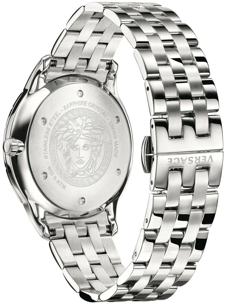 Versace VEBK00418 Univers GMT nero argento acciaio inox orologio da polso uomo NUOVO