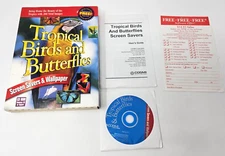Tropical Birds and Butterflies Screen Savers & Wallpaper PC Big Box CD COMPLETE!