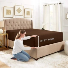 18"- 21" Extra Deep Pocket Fitted California King Sheet For High Mattress