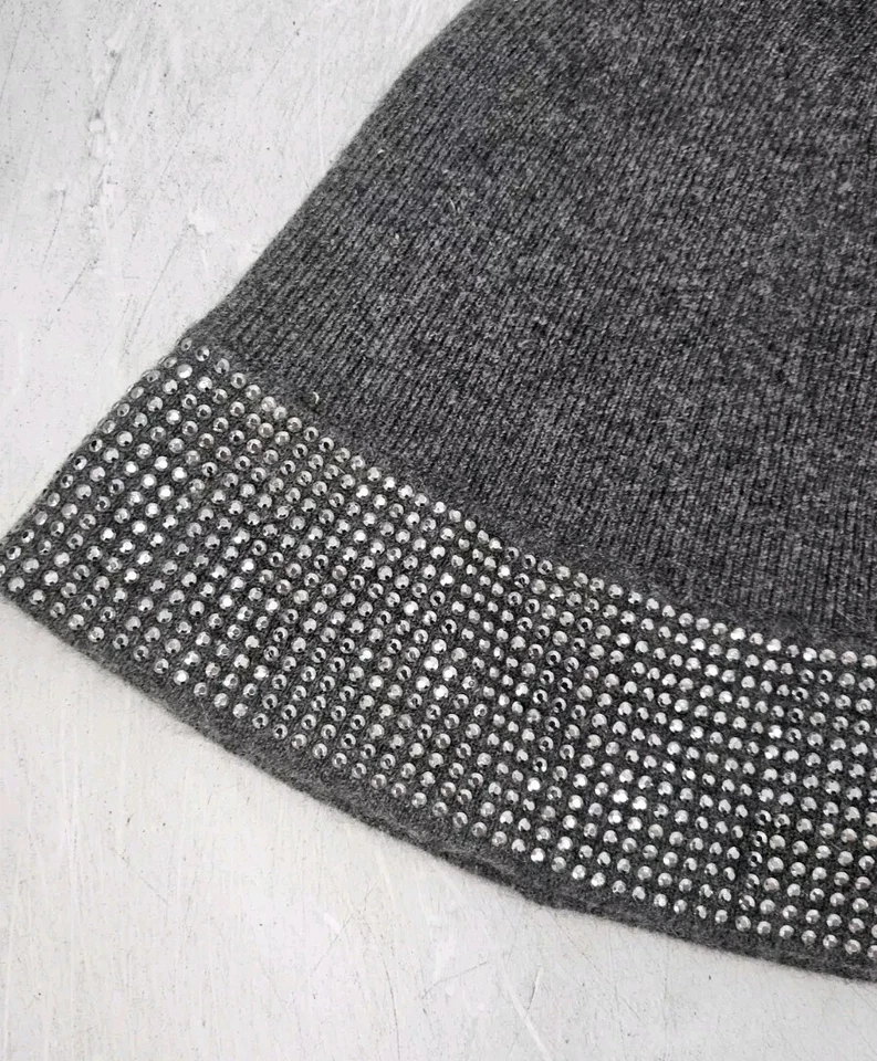 Sombrero para mujer Minnie Rose cachemir puro brillante tachonado piel de zorro pompón gorro Foto 3 de 4