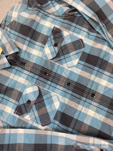 American Eagle Shirt Mens XXL 2XL Athletic Fit Blue Plaid Western Rodeo Cowboy - Picture 2 of 11