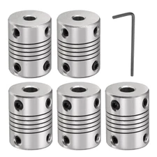 5 Pcs Aluminum Alloy Shaft Coupling 5mm to 6.35mm, Flexible Coupling