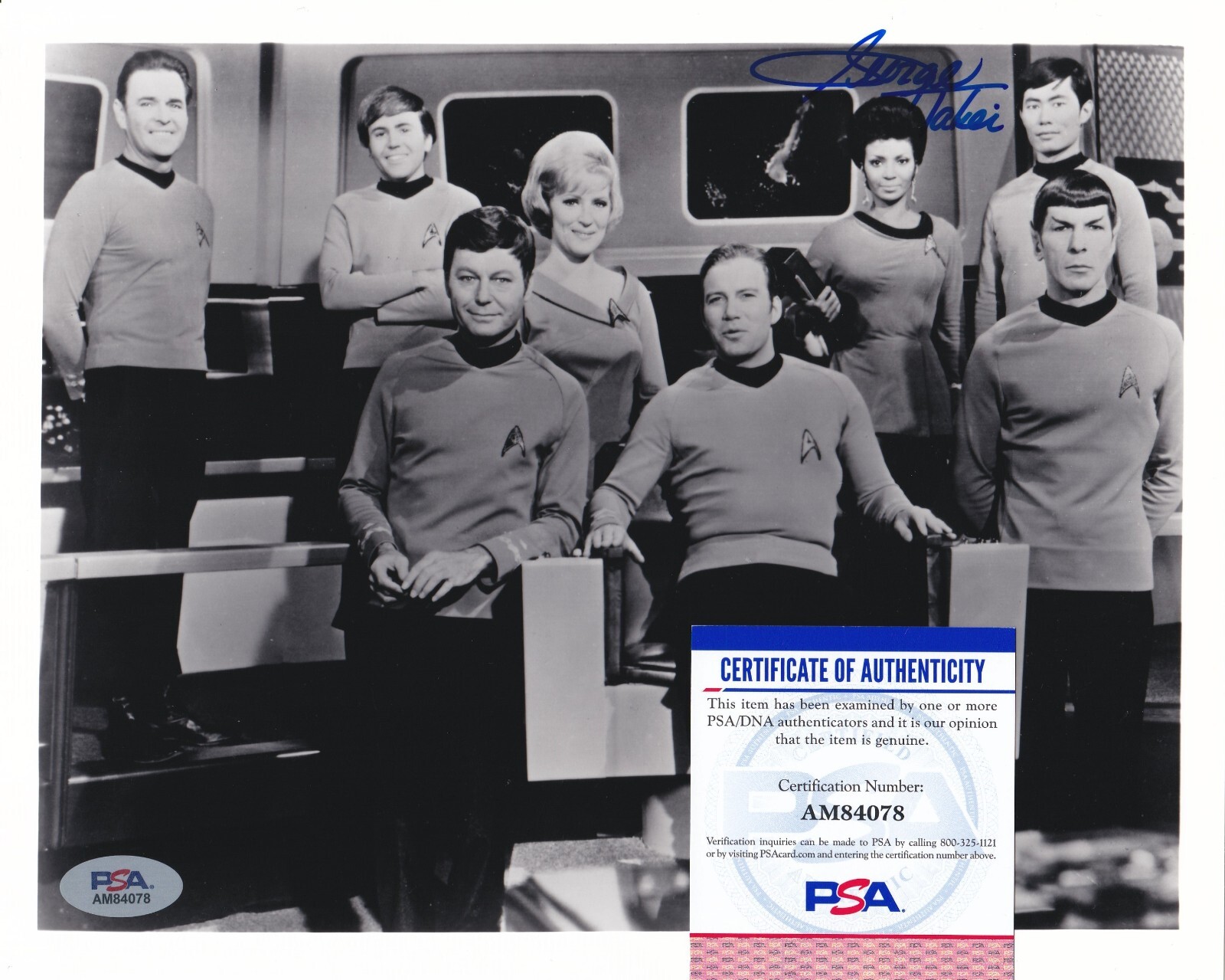 PSA DNA AUTOGRAPHED SIGNED GEORGE TAKEI 8X10 STAR TREK ORIGINAL CAST PHOTO