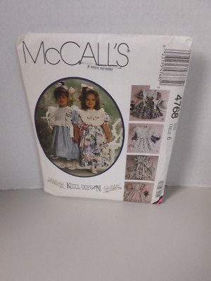 McCalls Sewing Pattern Girls SZ 6 Kitty Benton  Dress and Bow  # 4768 UNCUT