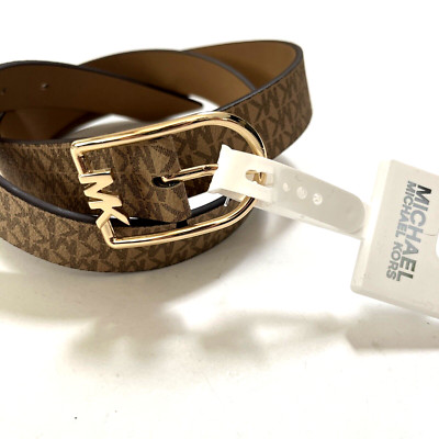 NWT Original MICHAEL KORS Signature Brown Gold Belt X-Large  display picture 1