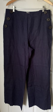 Boden Linen Wide Leg Pants Women's 10R Navy Blue NEW w/Tags