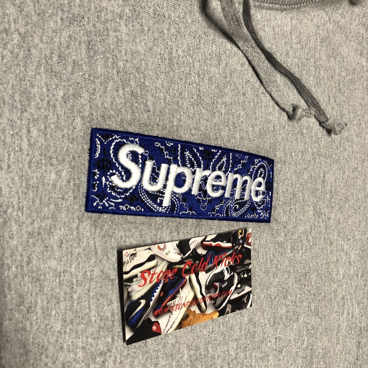 Supreme Bandana Box Logo Hooded Sweatshirt Heather Grey Blue Supreme Bandana Box Logo Hooded Sweatshirt Heather Grey Blue