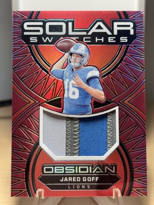 2024 Panini Obsidian Jared Goff Solar Swatches Patch 16/75 Jersey # Lions