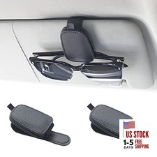 Sunglass Holder for Car, Magnetic Leather Sunglasses Holder and Ticket Black