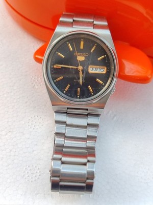 Seiko 5 Automatik schwarzes Zifferblatt 6389-8350 A5 Japan Herren Zustand 17 Jewels Work