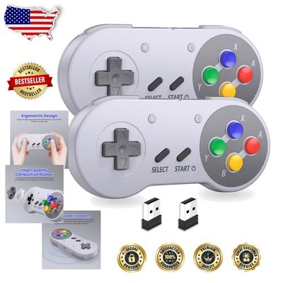 Ergonomic 2.4GHz SNES Controller Set for Switch/OLED, PC, Mac, 10hr Battery Life