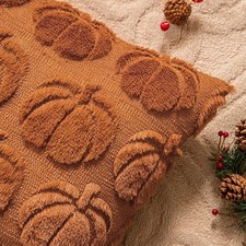 Burnt Orange Fall Pumpkin Decorative Throw Pillow Covers Set of 2, 18x18 Hallowe