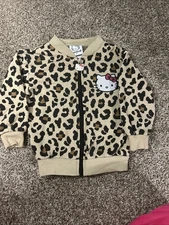 Sanrio Hello Kitty Leopard Print Girls Jacket Size Girls 2T Charm Zip Pull