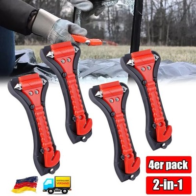 4 Set Nothammer mit Gurtschneider Auto KFZ Notfallhammer Glashammer Autohammer