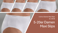 5-20-er Damen Maxi Slips 95/5 Baumwolle Unterhose Slips ÖkoTEX Gr. 48-58