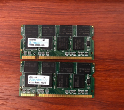 SimpleTech DDR 2GB (2 x 1GB) 400MHz PC-3200 SO-DIMM