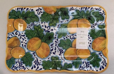 Lemons on Branches Melamine 17'' Serving Platter Italy Spring Mediterranean Blue