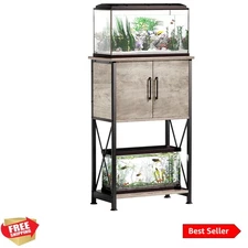 5-10 Gallon Fish Tank Stand, Metal Double Aquarium Stand with Cabinet for Fis...