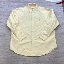 VTG Polo Ralph Lauren Oxford Button Shirt 2XL XXL Yellow Pony Outdoors Mens 90s