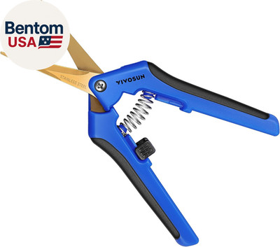 Curved Gardening Scissors 6.5 Inch Hand Pruner Shear with Titanium Coated Blades