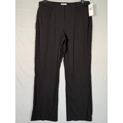 Calvin Klein Womens Black Seasonless 100% Wool Straight Leg Dress Pants Size 16