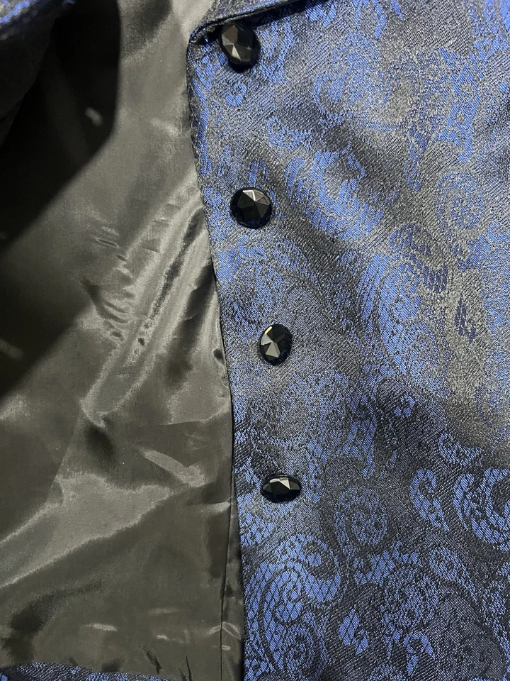 TAHARI BY ASL. TRAJE FALDA AZUL REAL DE LUJO CUENTAS NEGRAS EN CHAQUETA-TALLA 14-¡NUEVO SIN ETIQUETAS! Foto 3 de 4