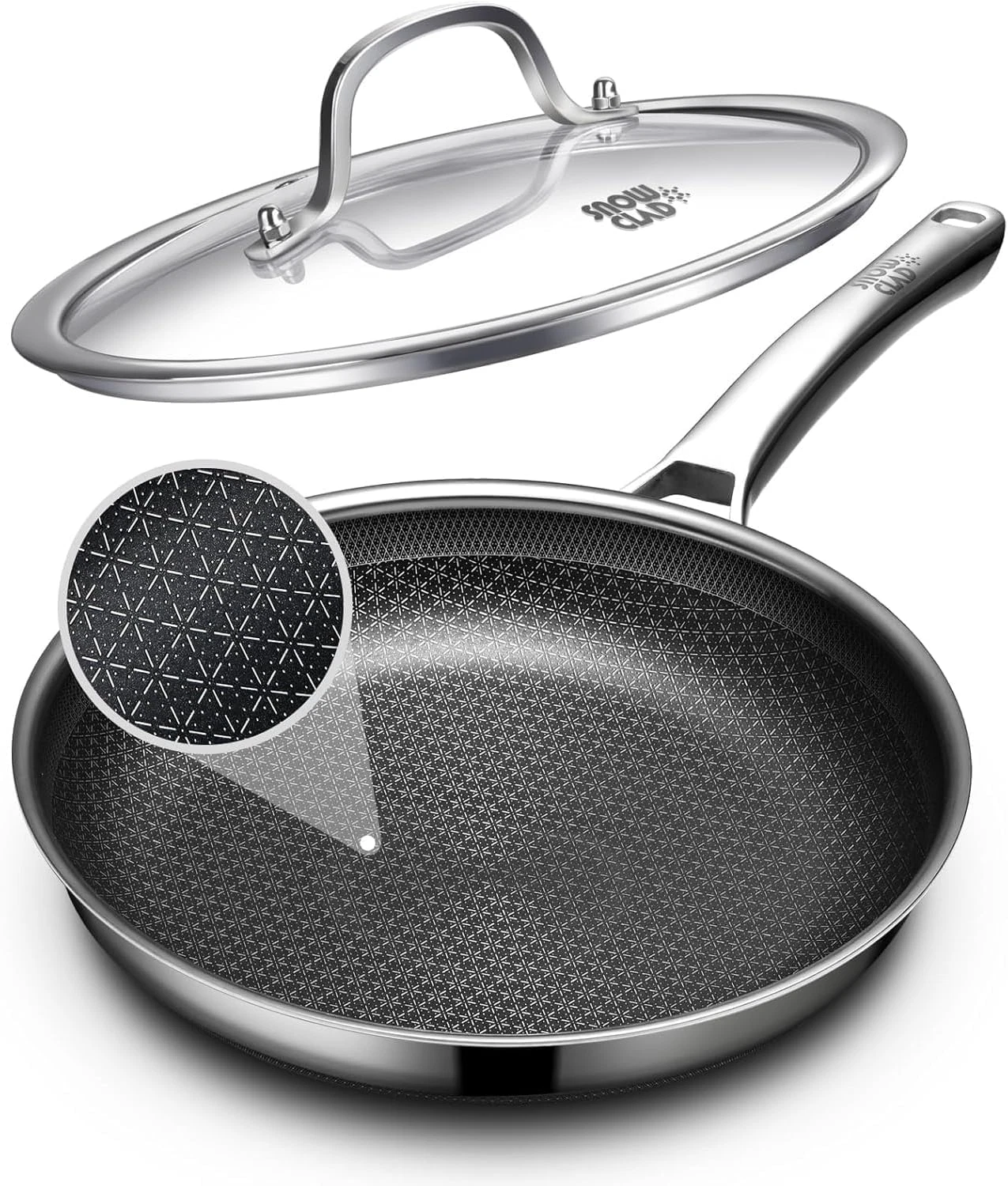 12-Inch Nonstick Frying Pan with Lid, Induction Compatible, PFOA Free Cookware