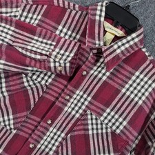 Vintage St John's Bay Shirt Mens LT Red Plaid Flannel Long Sleeve Button Up USA